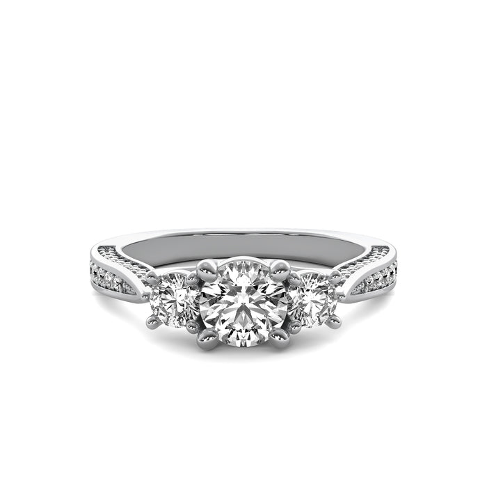 Ara Round Solitaire with Round Side Stones and Twist