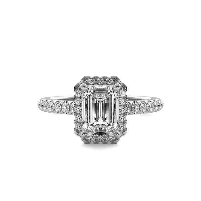 Amelie Halo Accent Emerald Diamond Ring