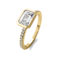 Bezel East West Accent Emerald Diamond Ring