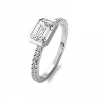 Bezel East West Accent Emerald Diamond Ring