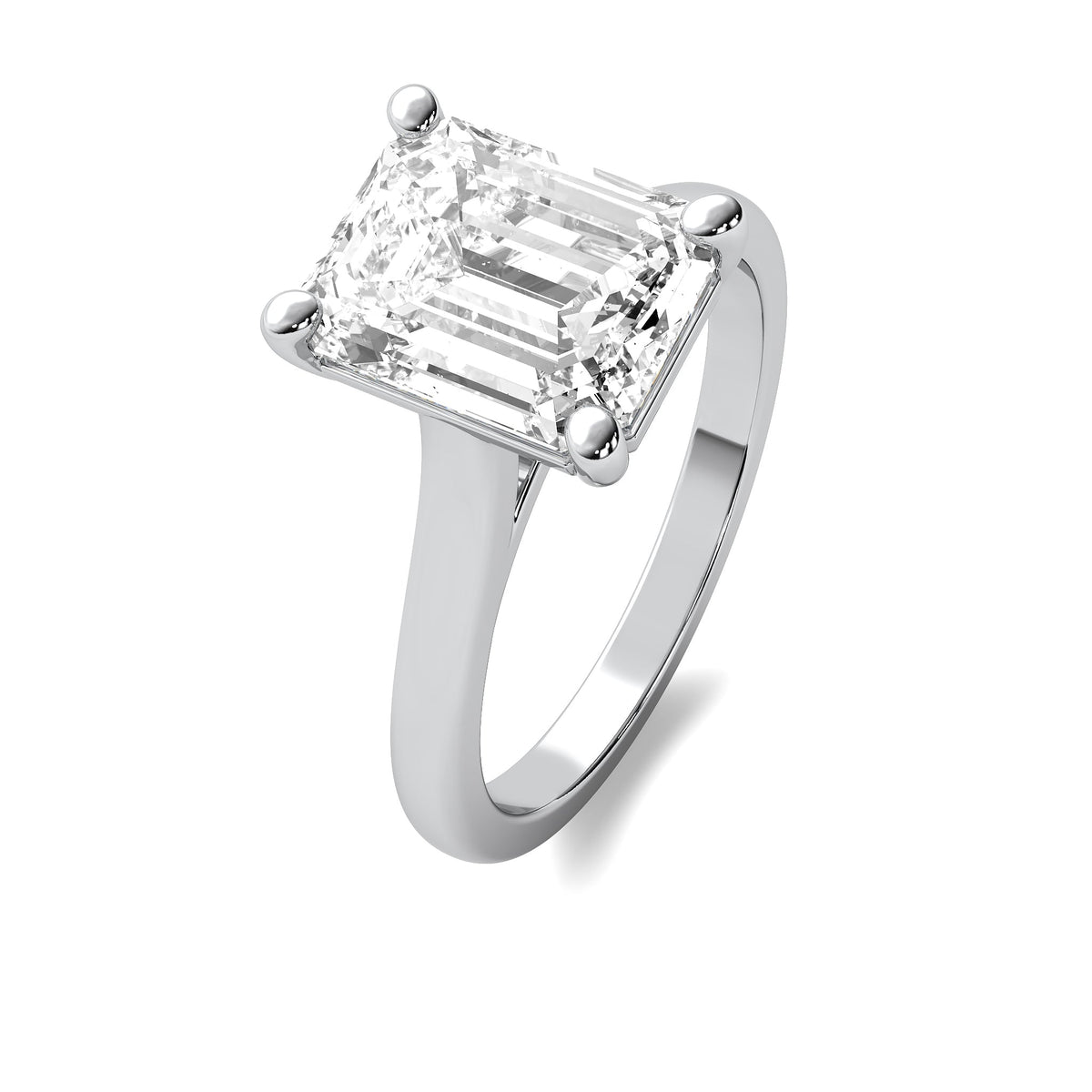 Cathedral Emerald Solitaire Diamond Ring