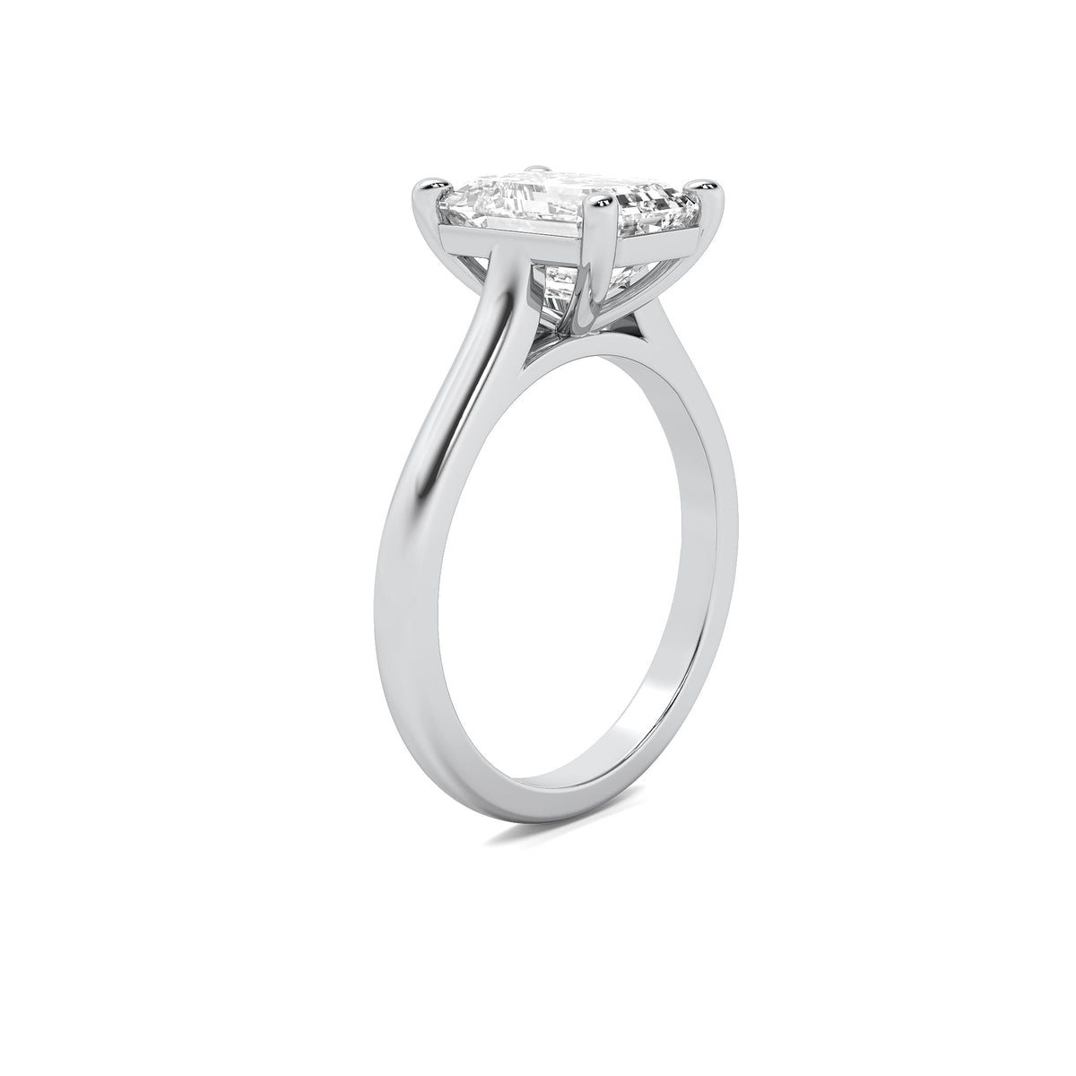Cathedral Emerald Solitaire Diamond Ring