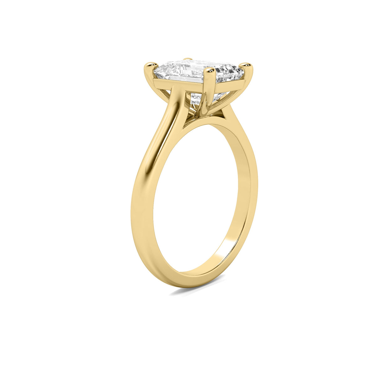 Cathedral Emerald Solitaire Diamond Ring