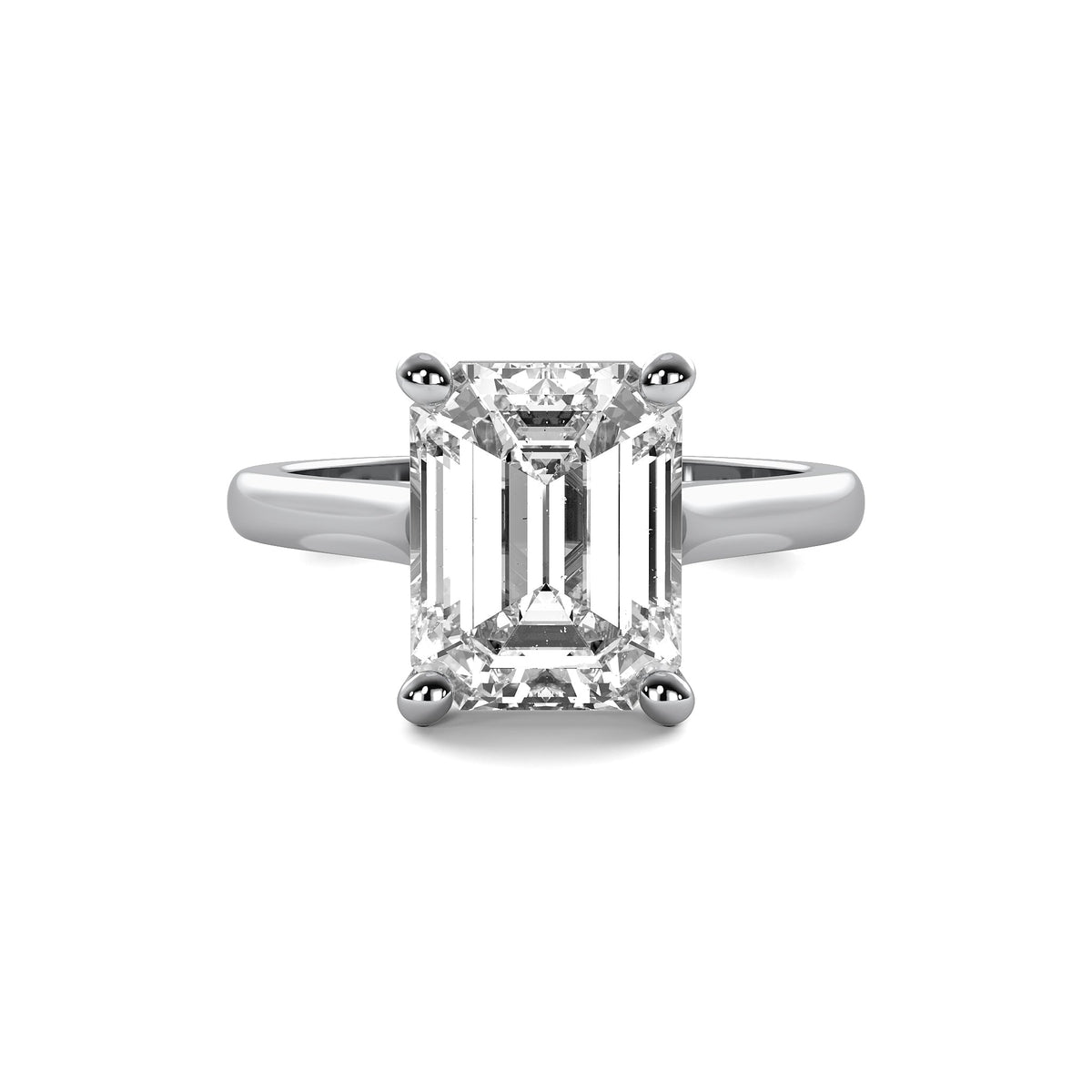 Cathedral Emerald Solitaire Diamond Ring