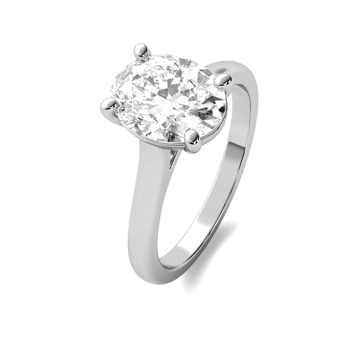 Cathedral Oval Solitaire Diamond Ring