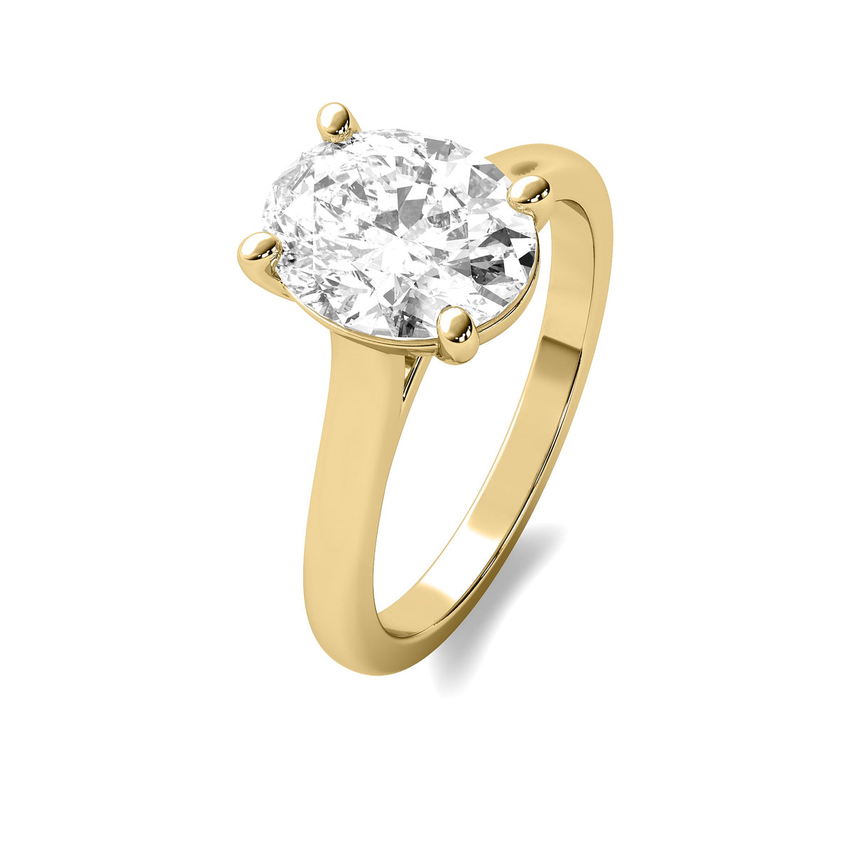 Cathedral Oval Solitaire Diamond Ring