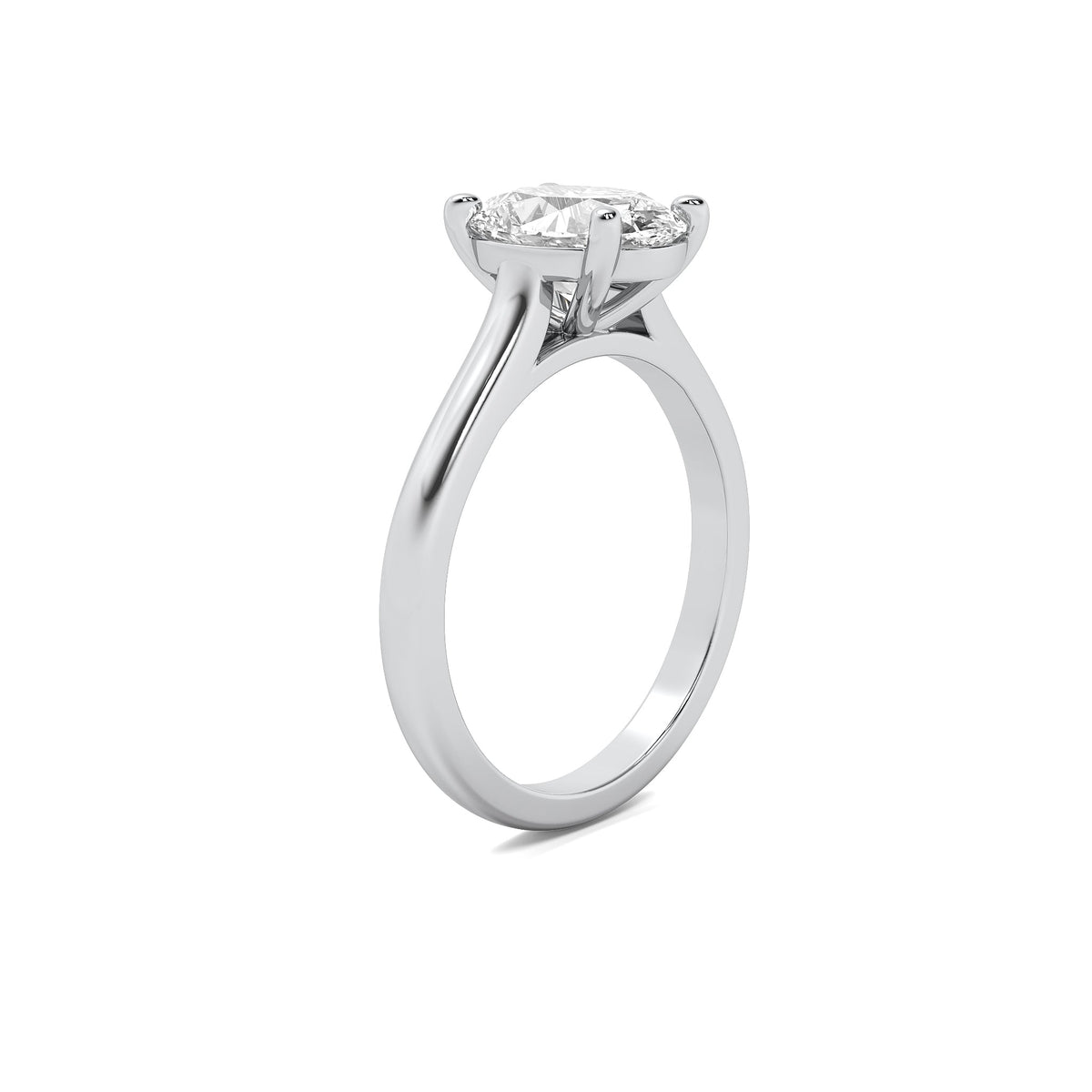 Cathedral Oval Solitaire Diamond Ring