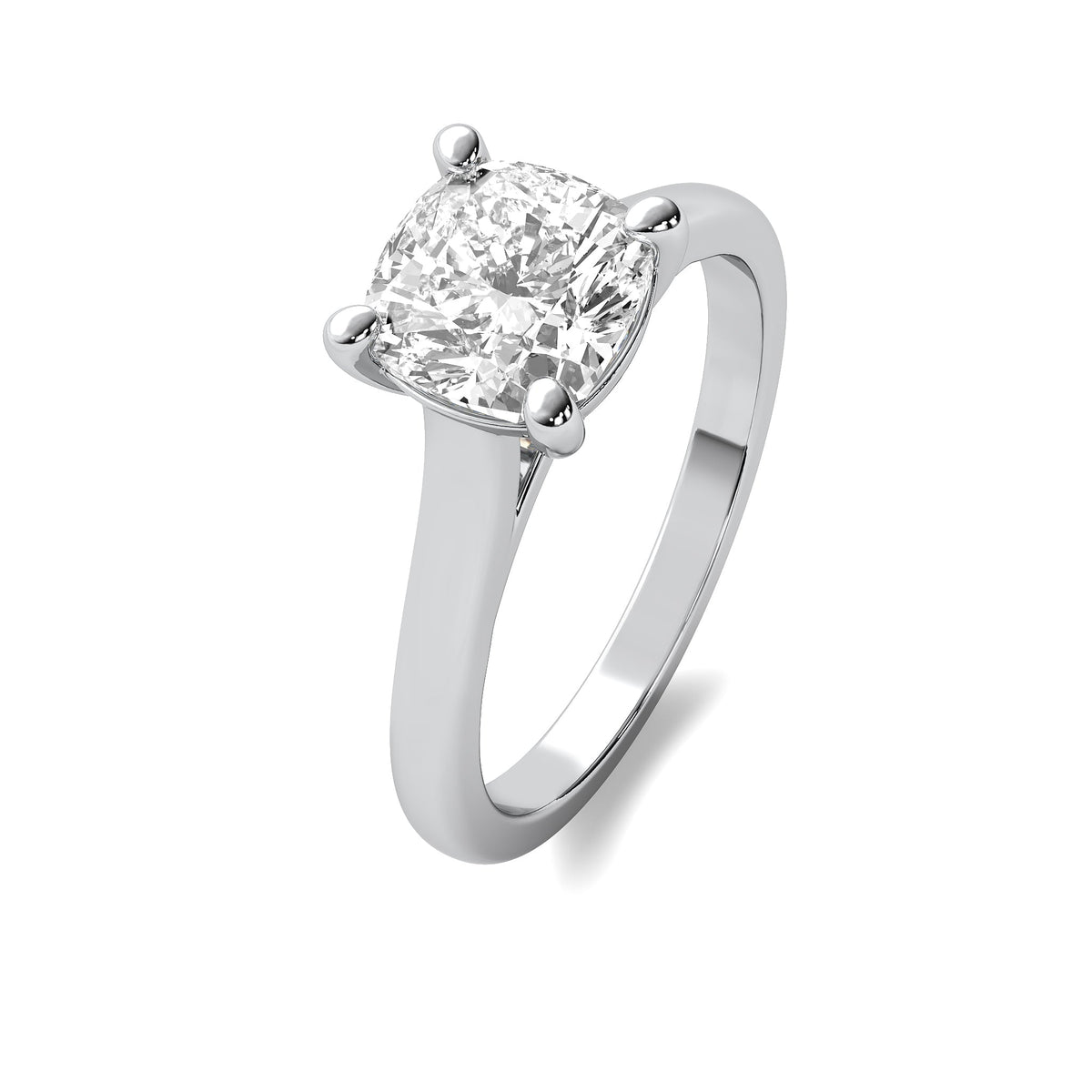 Cathedral Cushion Solitaire Diamond Ring