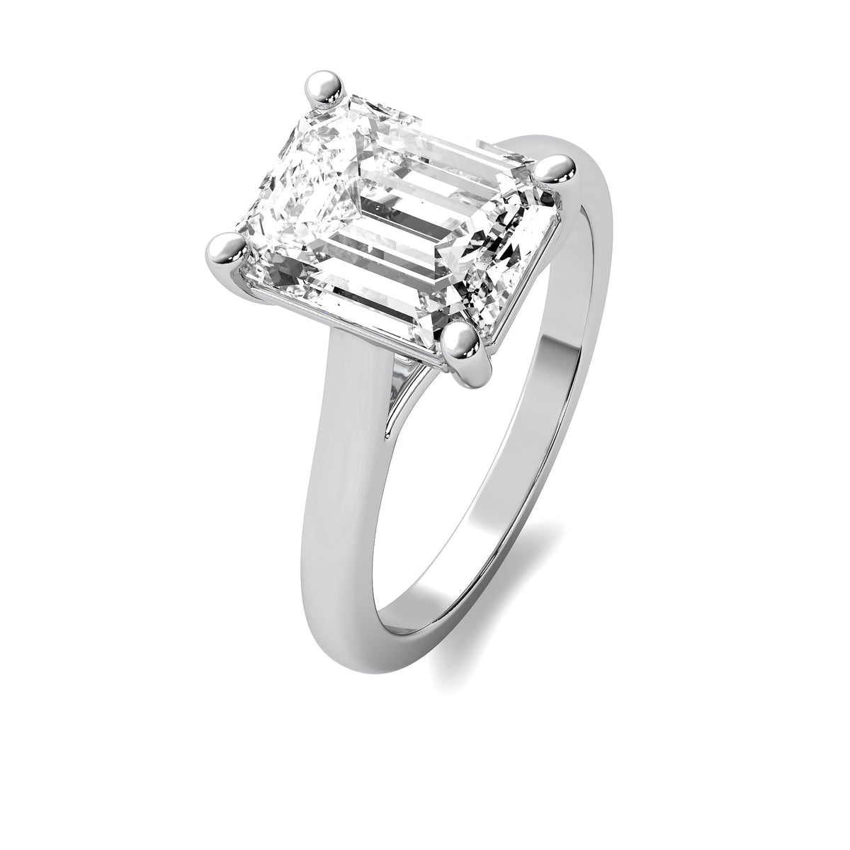 Modern Cathedral Emerald Solitaire Diamond Ring