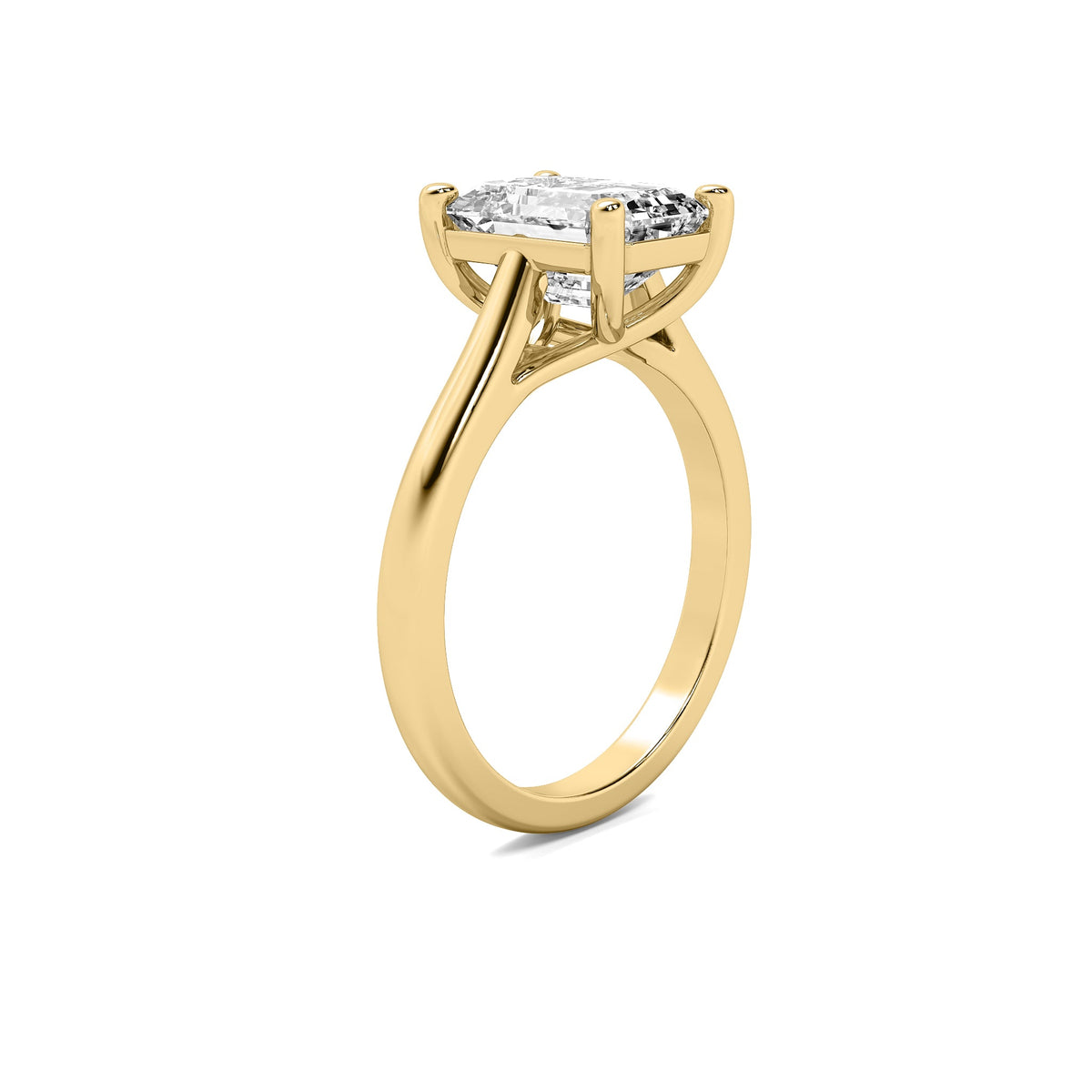 Modern Cathedral Emerald Solitaire Diamond Ring