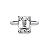 Modern Cathedral Emerald Solitaire Diamond Ring