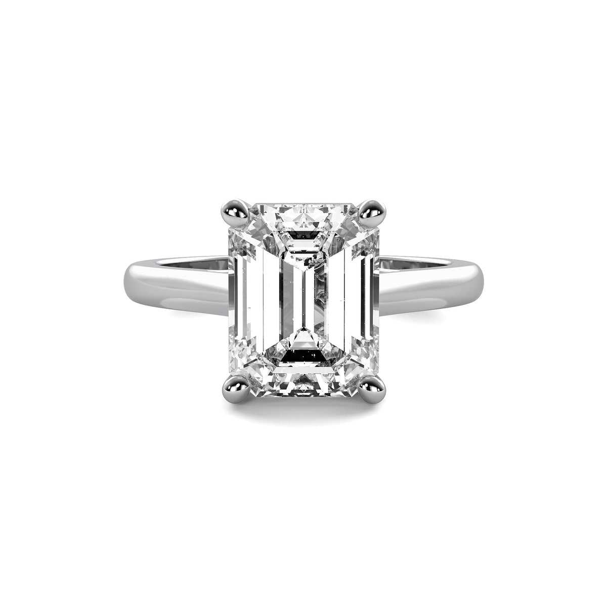 Modern Cathedral Emerald Solitaire Diamond Ring