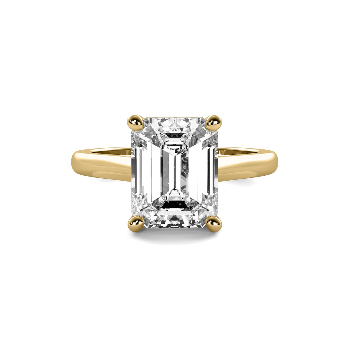 Modern Cathedral Emerald Solitaire Diamond Ring