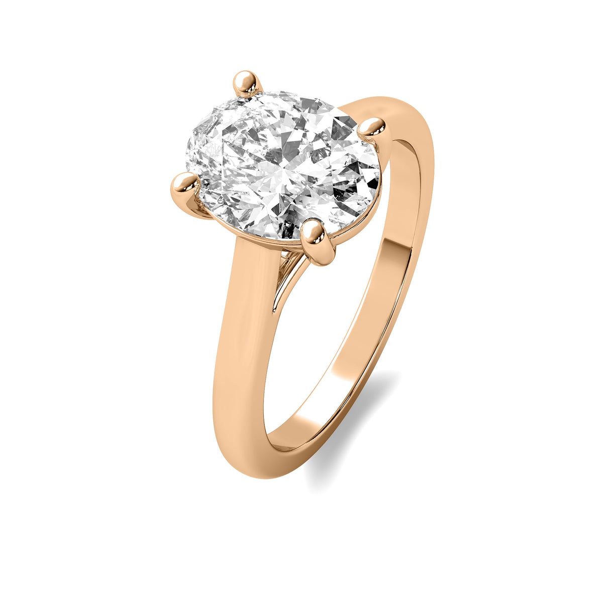 Modern Cathedral Oval Solitaire Diamond Ring