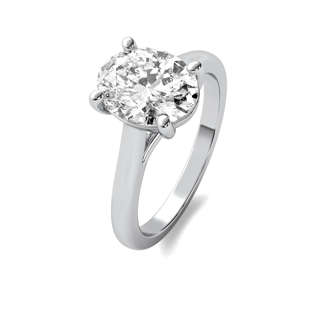 Modern Cathedral Oval Solitaire Diamond Ring