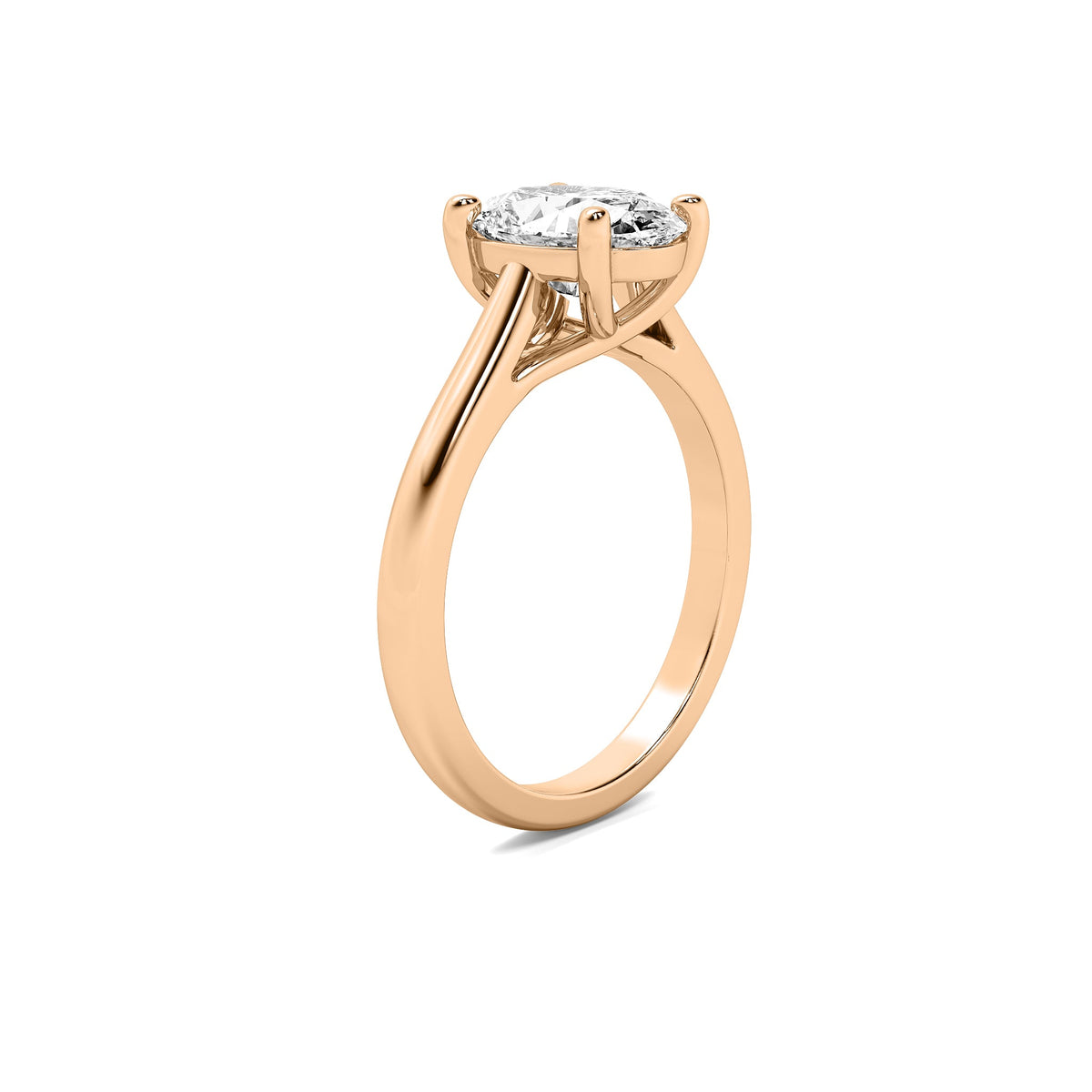 Modern Cathedral Oval Solitaire Diamond Ring