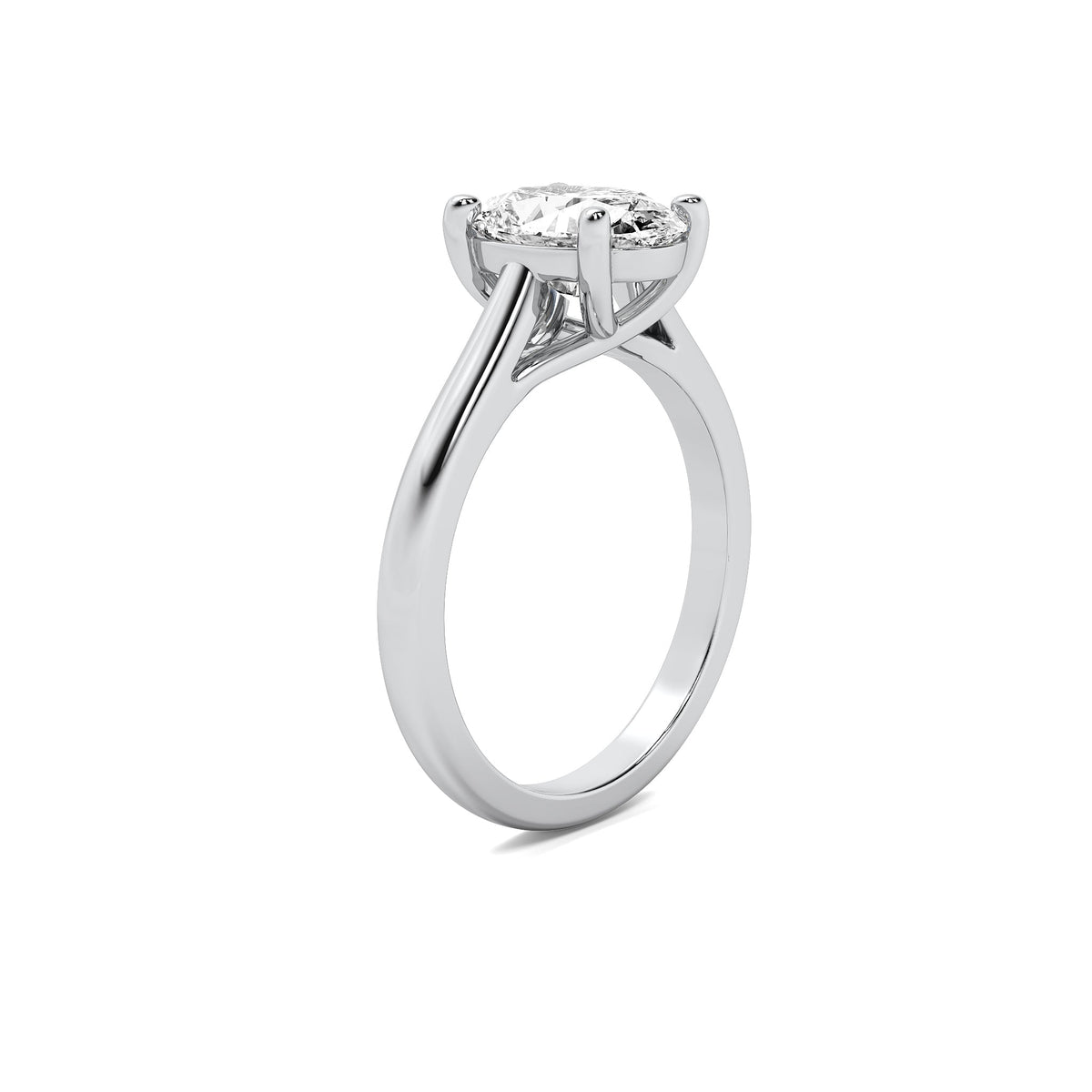 Modern Cathedral Oval Solitaire Diamond Ring