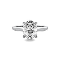 Modern Cathedral Oval Solitaire Diamond Ring