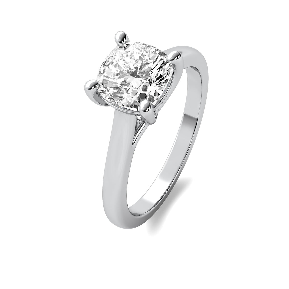 Modern Cushion Solitaire Diamond Ring