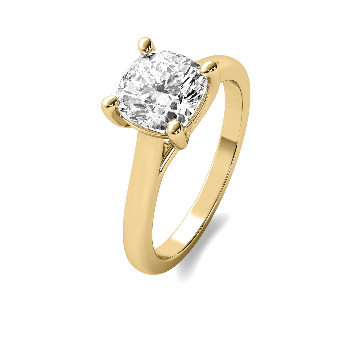 Modern Cushion Solitaire Diamond Ring