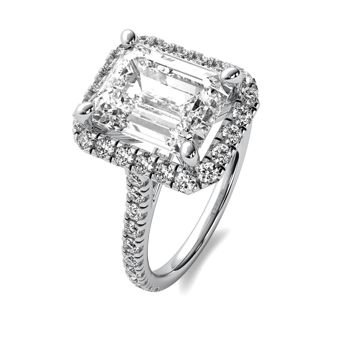 Ava Halo Accent Emerald Diamond Ring