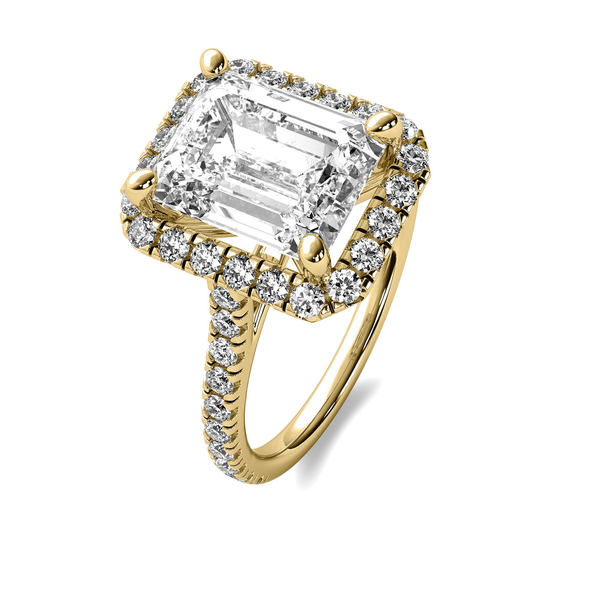 Ava Halo Accent Emerald Diamond Ring