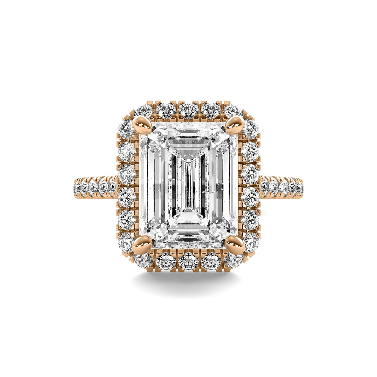 Ava Halo Accent Emerald Diamond Ring