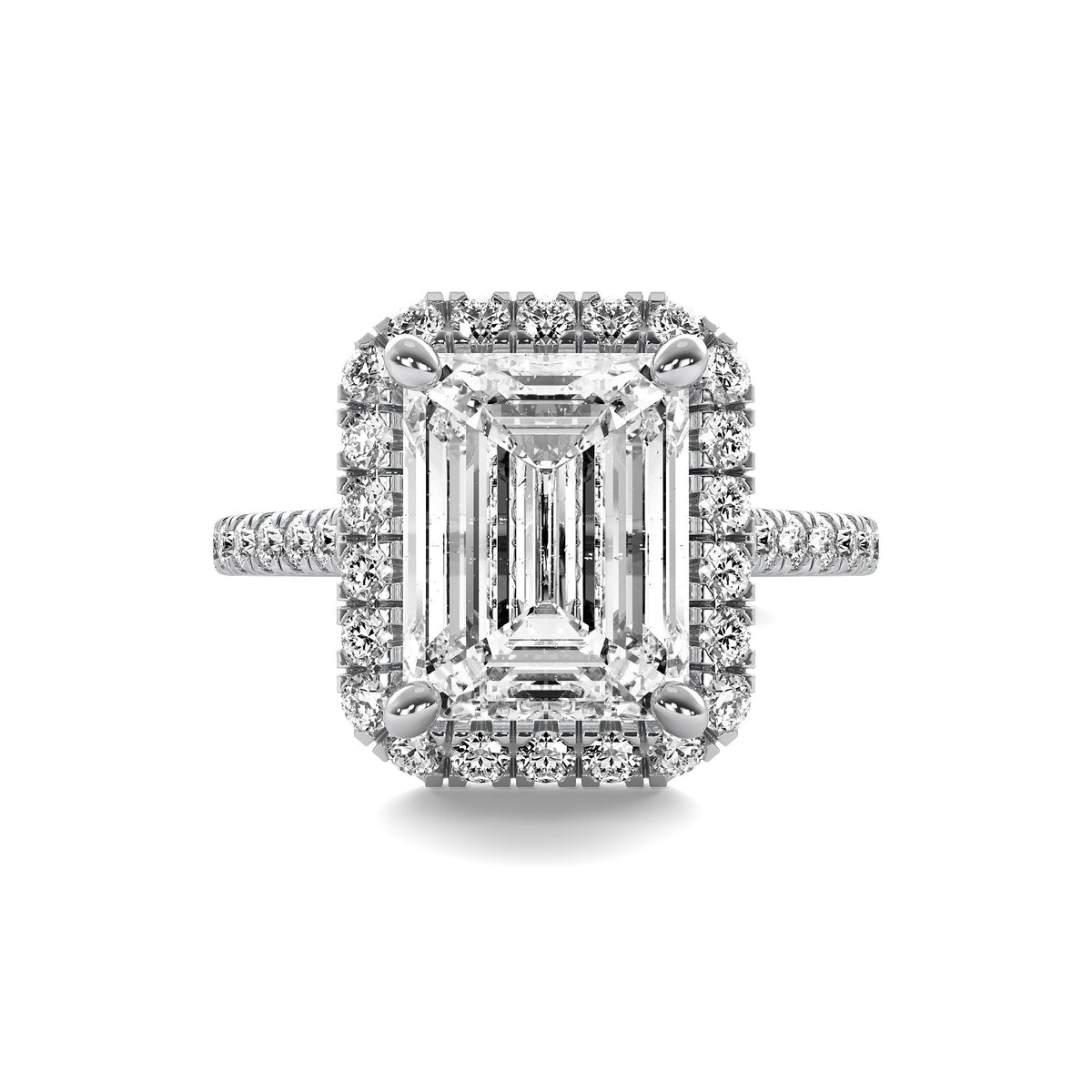 Ava Halo Accent Emerald Diamond Ring