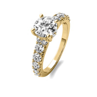 Helena Round Solitaire with Hidden Halo and Accent Diamonds