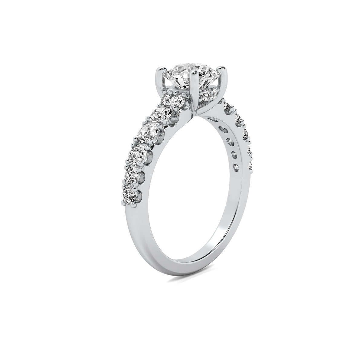 Helena Round Solitaire with Hidden Halo and Accent Diamonds