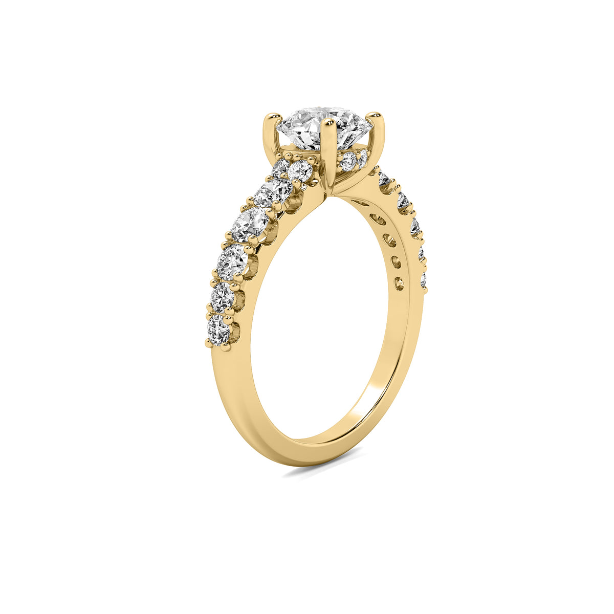 Helena Round Solitaire with Hidden Halo and Accent Diamonds