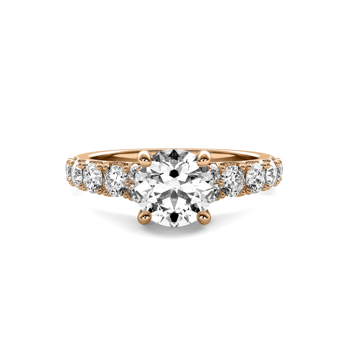 Helena Round Solitaire with Hidden Halo and Accent Diamonds