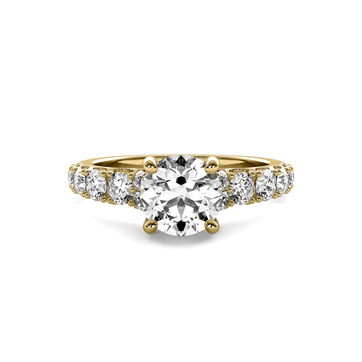 Helena Round Solitaire with Hidden Halo and Accent Diamonds