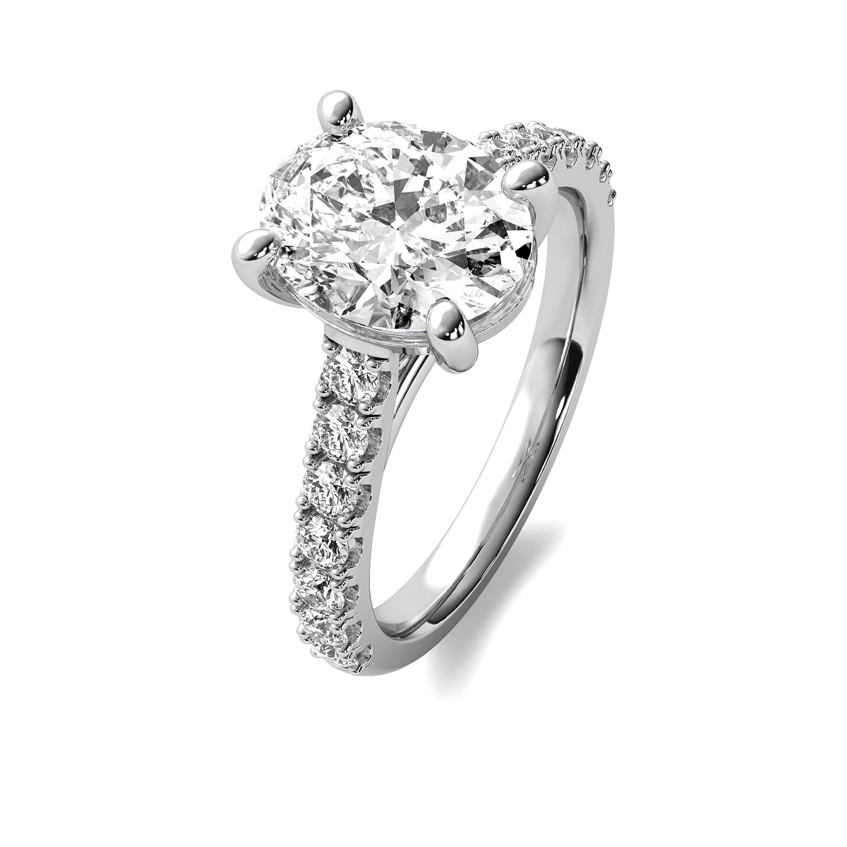 Half Accent Oval Diamond Ring
