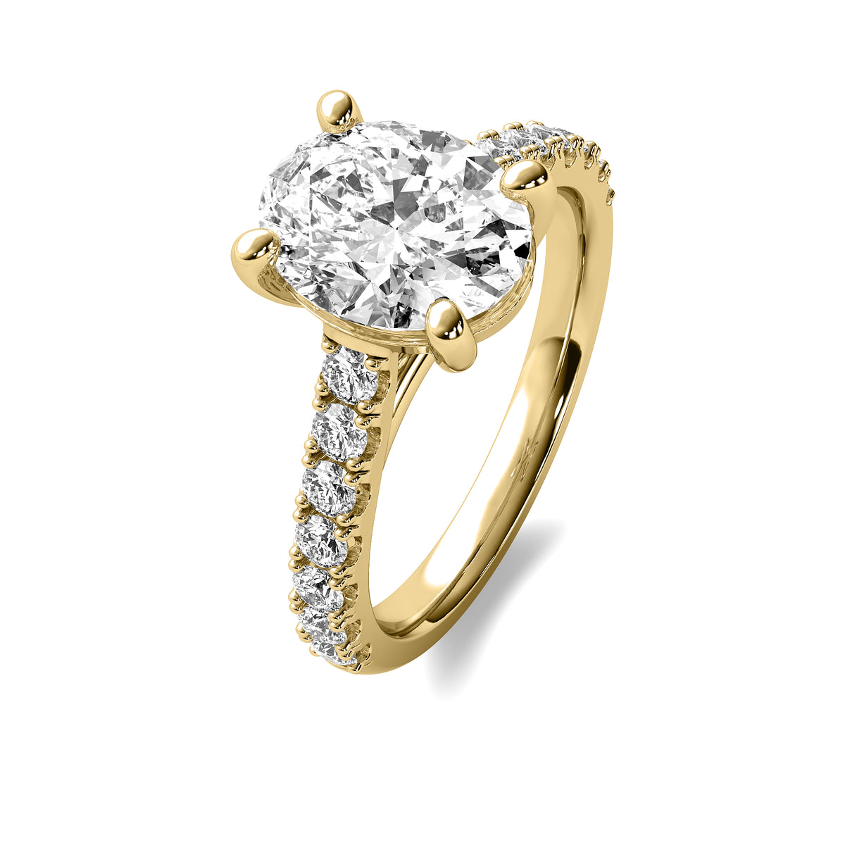 Half Accent Oval Diamond Ring