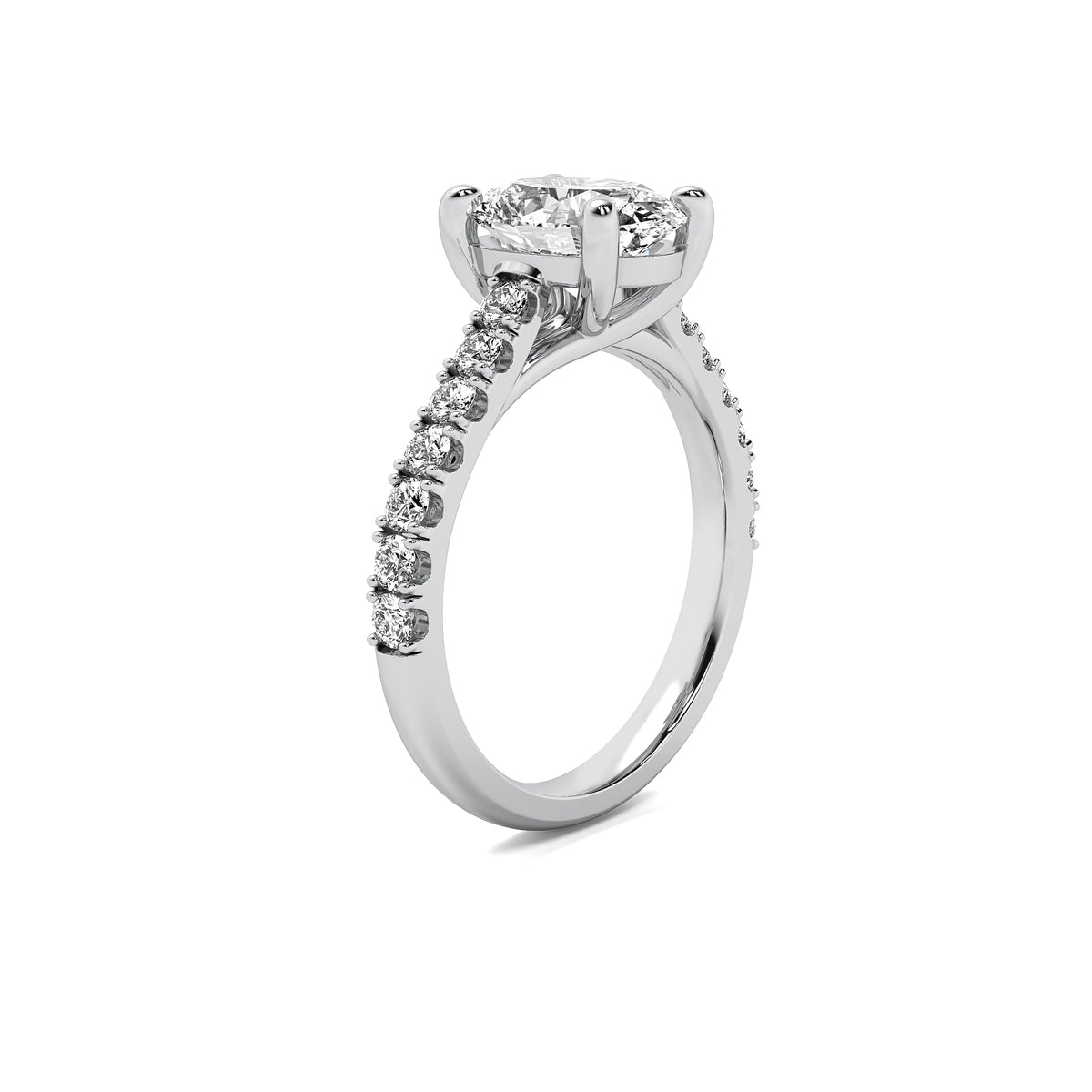 Half Accent Oval Diamond Ring