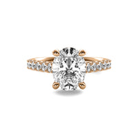 Half Accent Oval Diamond Ring