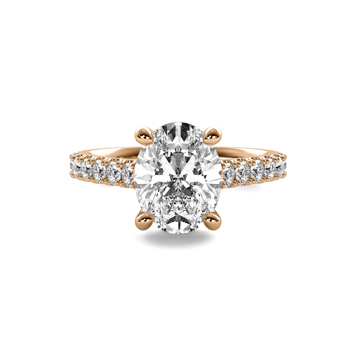 Half Accent Oval Diamond Ring