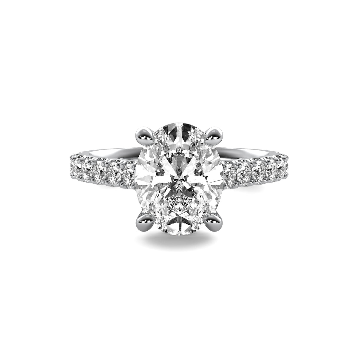 Half Accent Oval Diamond Ring