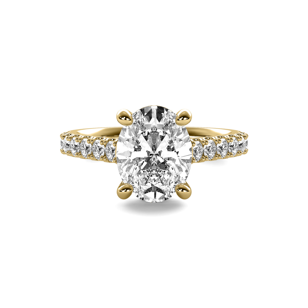 Half Accent Oval Diamond Ring
