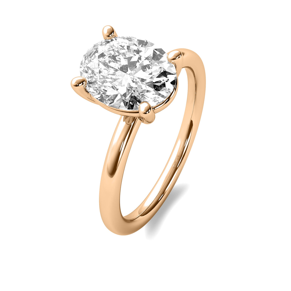 High Set Oval Solitaire Diamond Ring