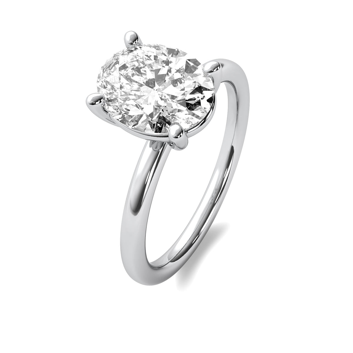 High Set Oval Solitaire Diamond Ring