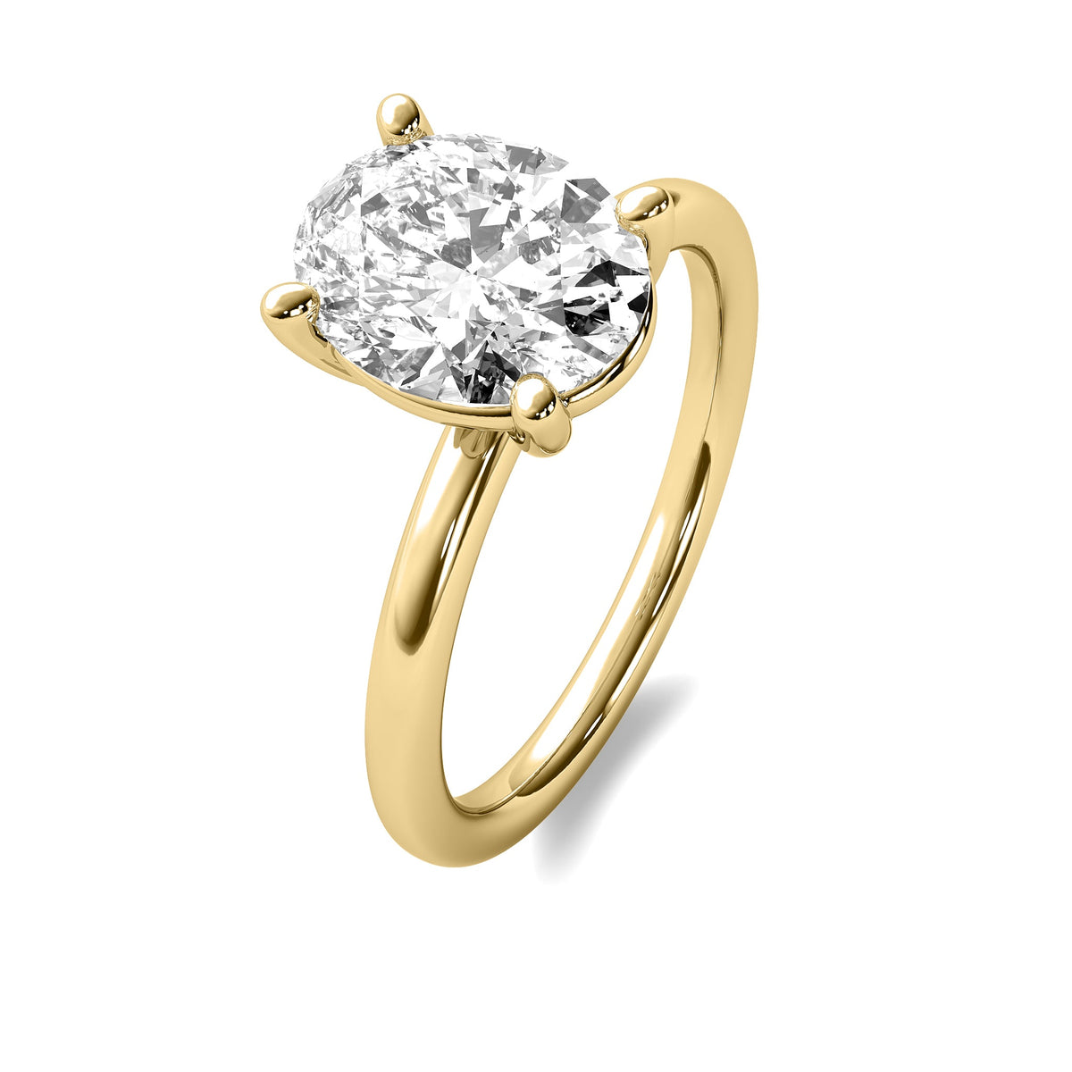 High Set Oval Solitaire Diamond Ring