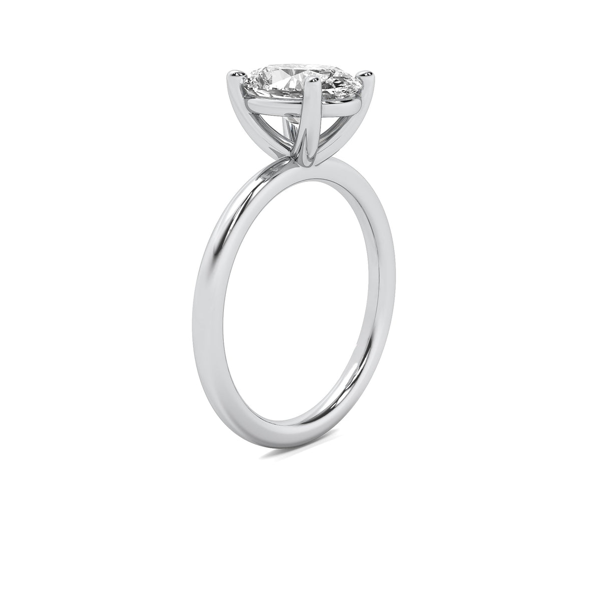 High Set Oval Solitaire Diamond Ring