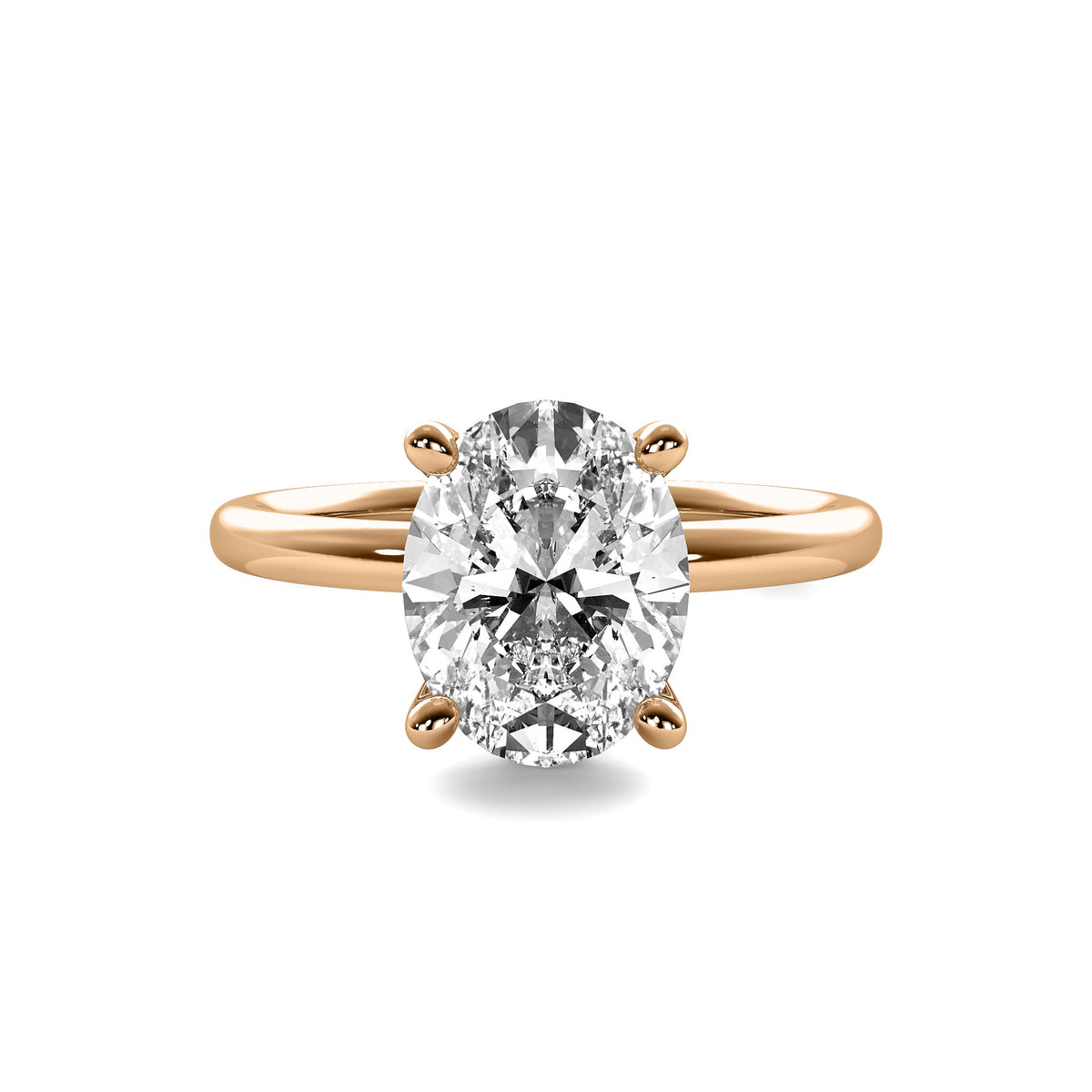 High Set Oval Solitaire Diamond Ring