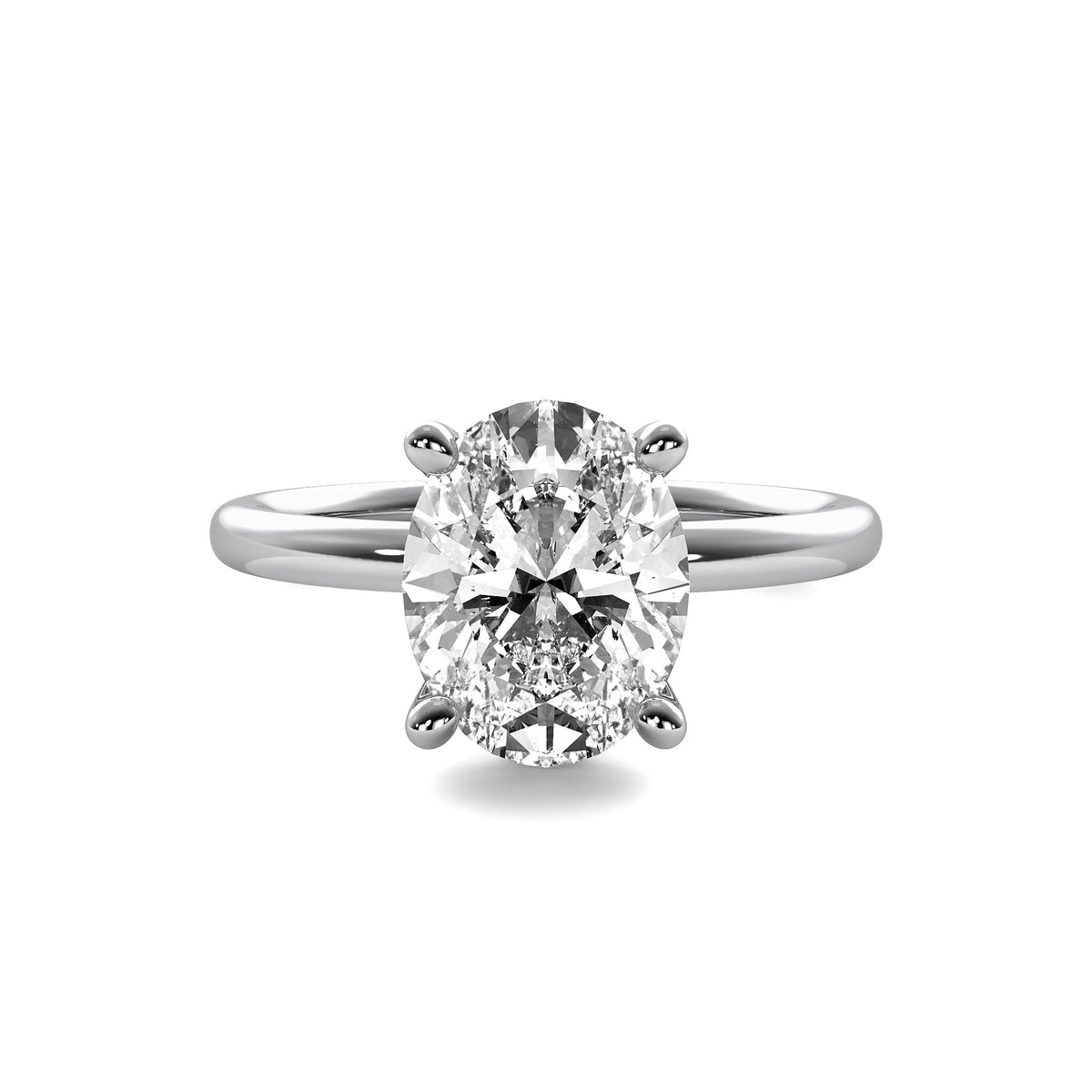 High Set Oval Solitaire Diamond Ring
