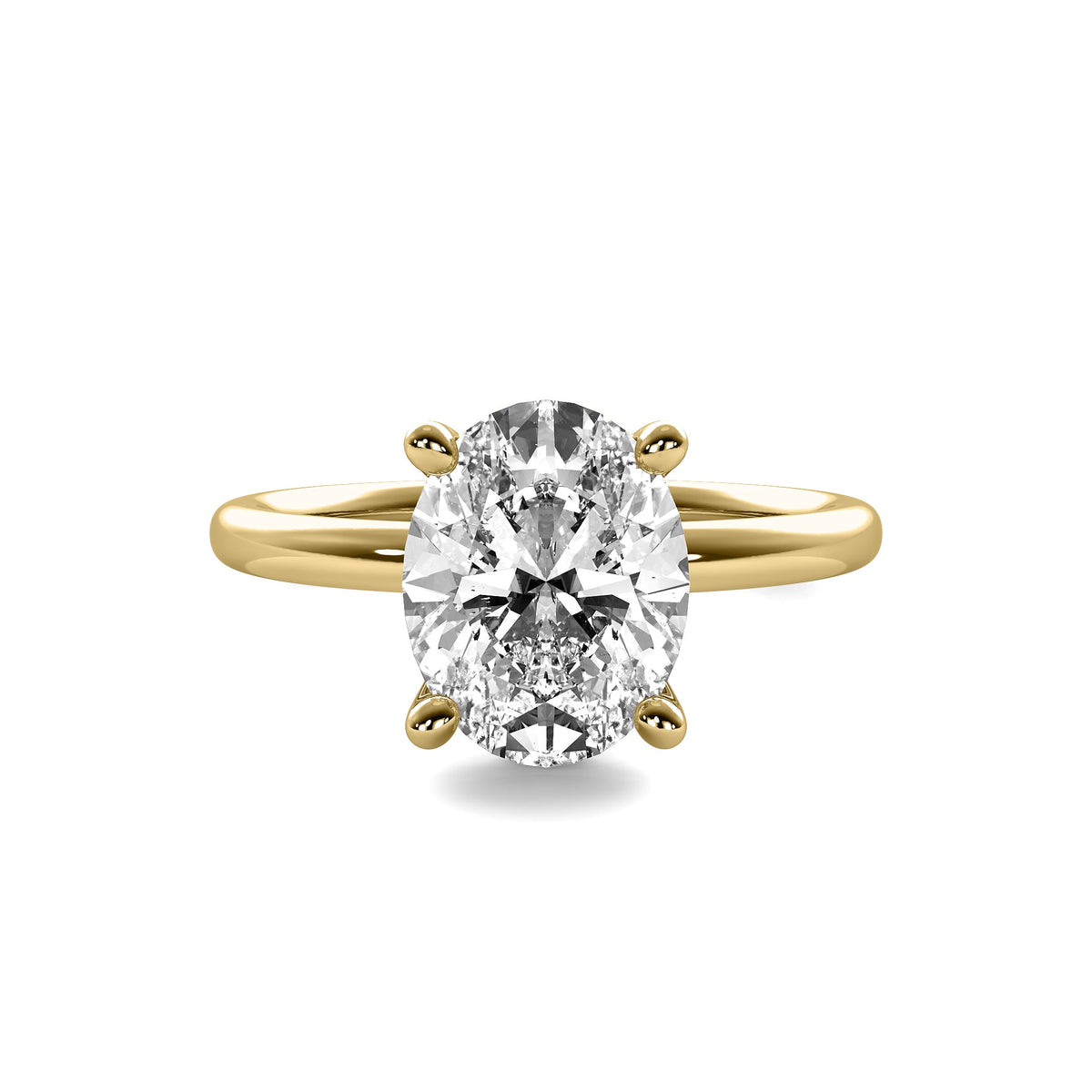 High Set Oval Solitaire Diamond Ring
