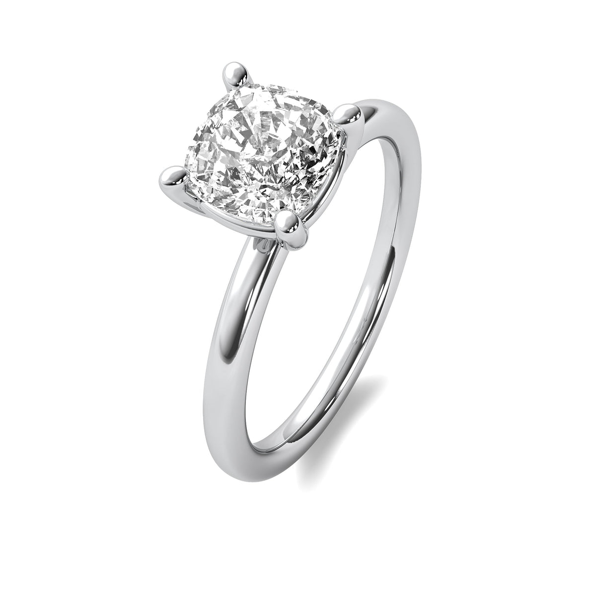 High Set Cushion Solitaire Diamond Ring