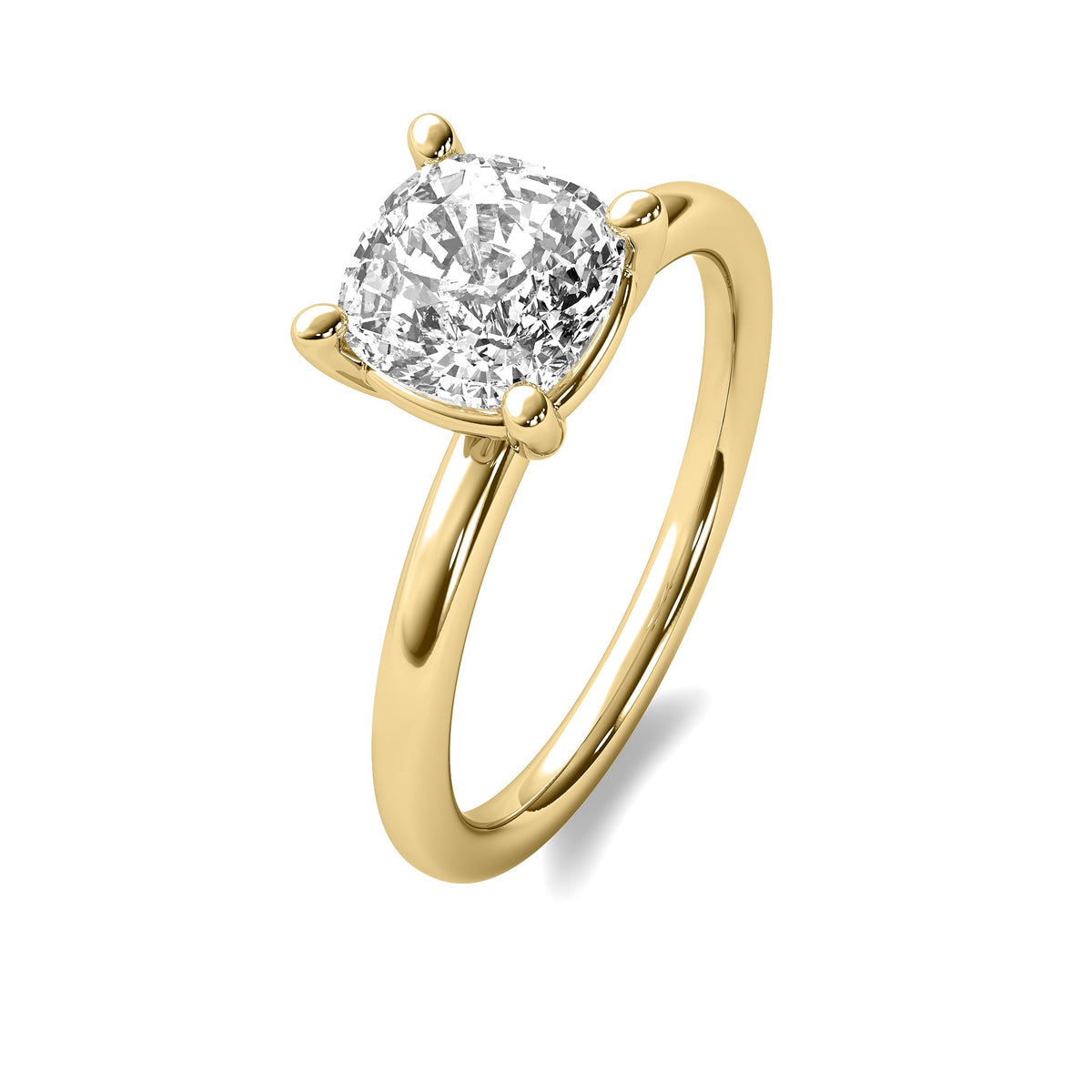 High Set Cushion Solitaire Diamond Ring