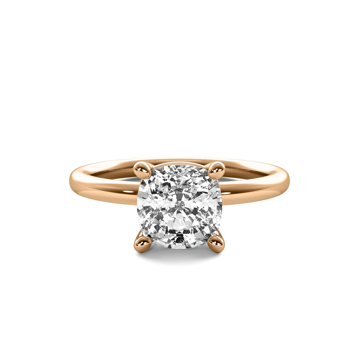 High Set Cushion Solitaire Diamond Ring